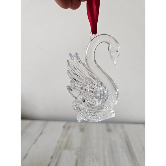 Waterford Crystal 7 swan bird ornament 12 days swimming Xmas tree - Picture 4 of 7